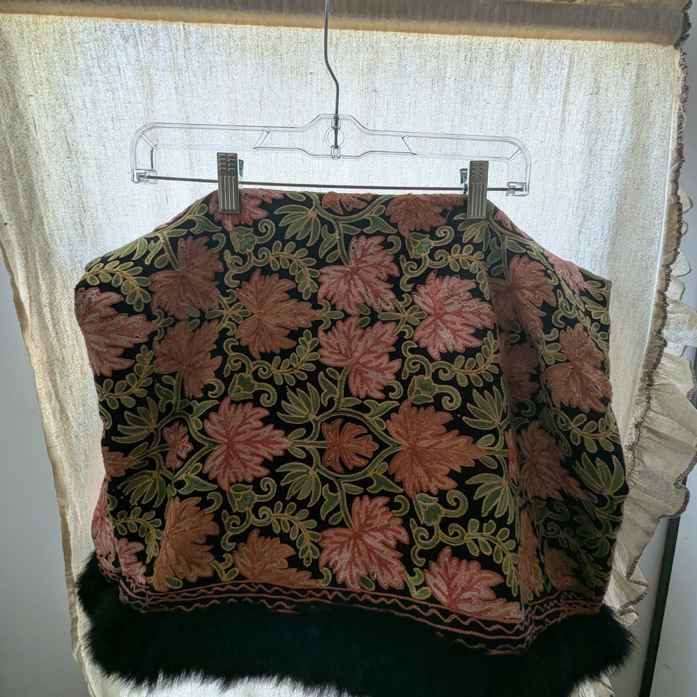 Floral Patterned Skirt with Black Trim